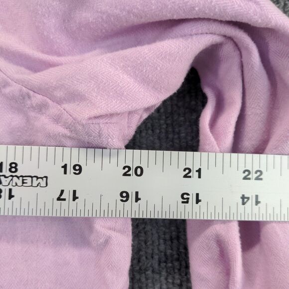 Lands' End Womens Button Front Shirt Purple 10 Cotton Long Sleeve Regular Fit - Picture 12 of 12